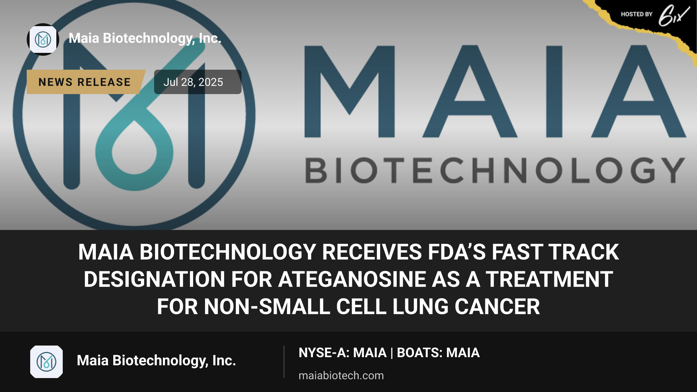 MAIA Biotechnology Receives FDA’s Fast Track Designation for Ateganosine as a Treatment for Non-Small Cell Lung Cancer