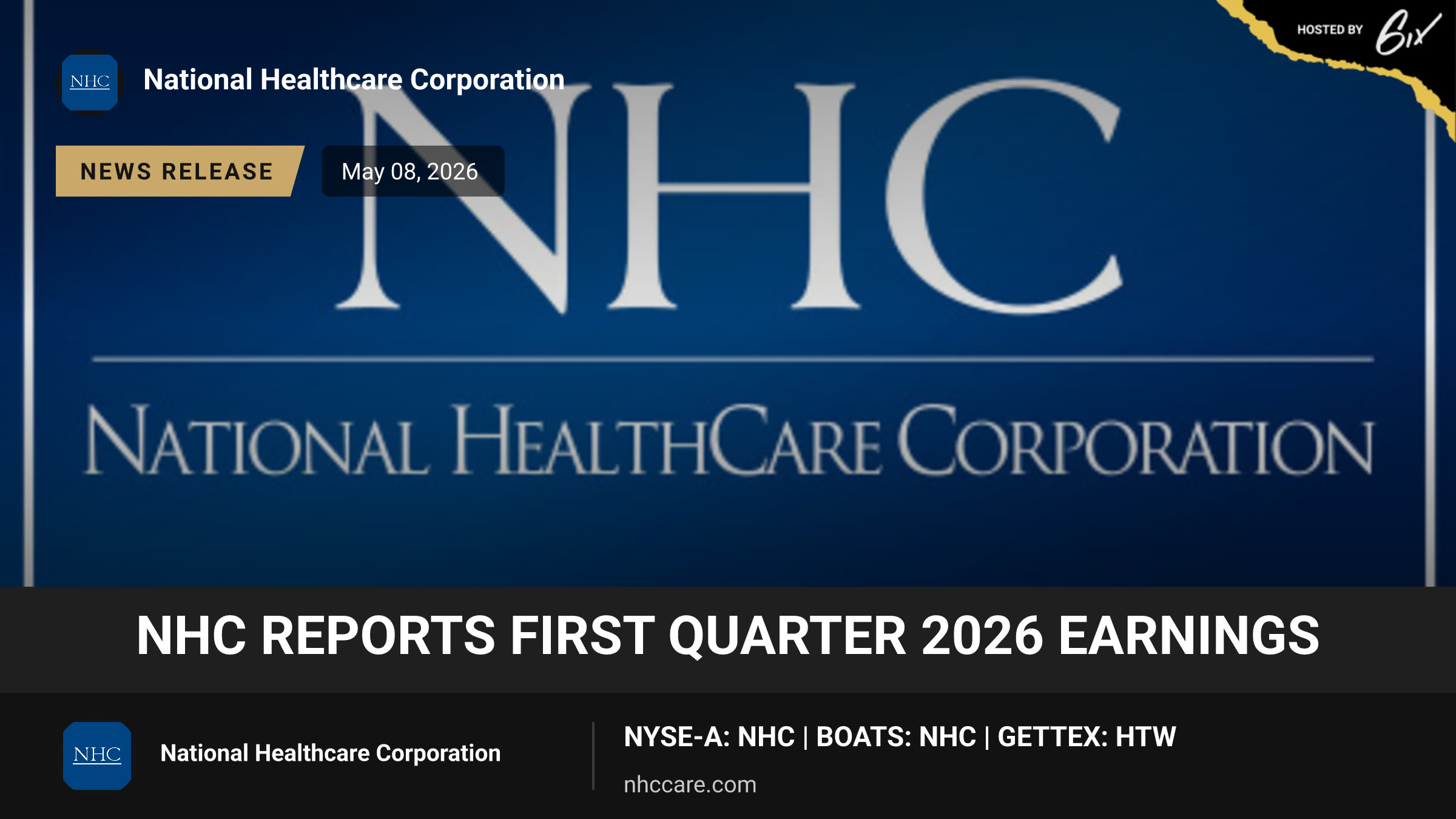 NHC Reports First Quarter 2026 Earnings