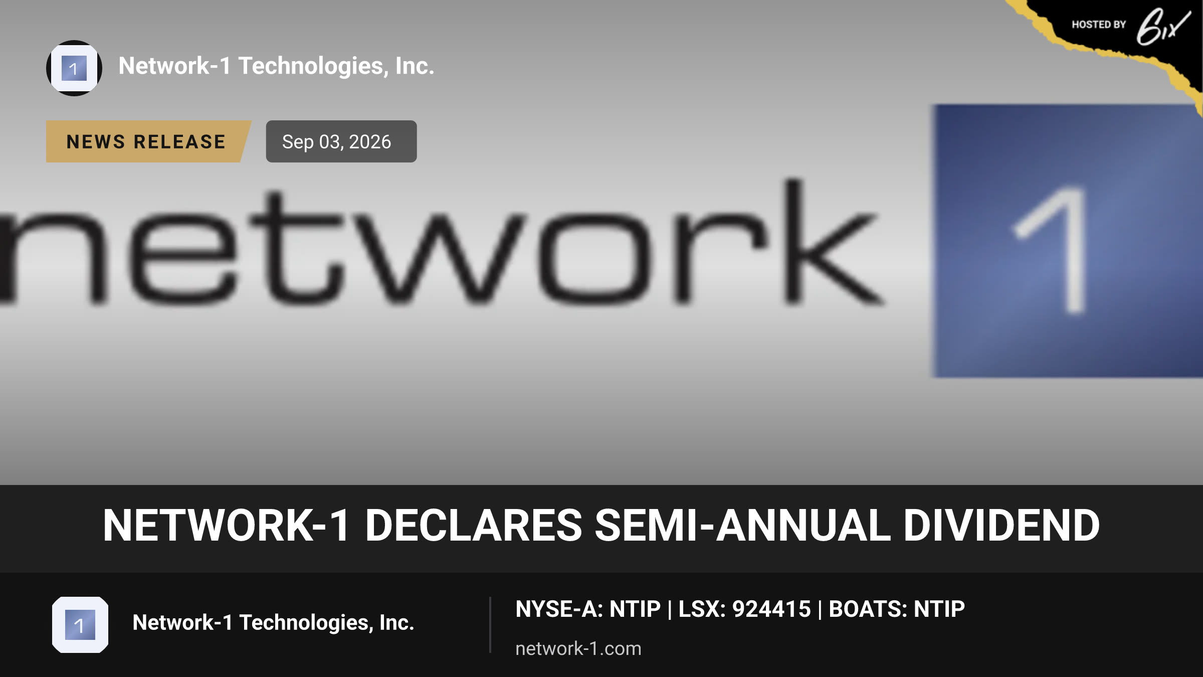 Network-1 Declares Semi-Annual Dividend