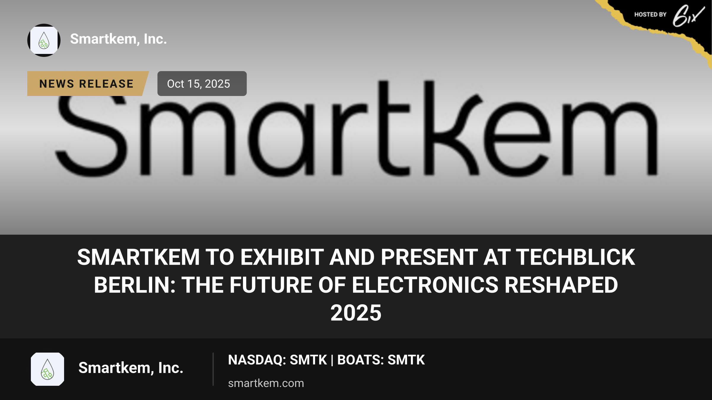 Smartkem to Exhibit and Present at TechBlick Berlin: The Future of Electronics RESHAPED 2025
