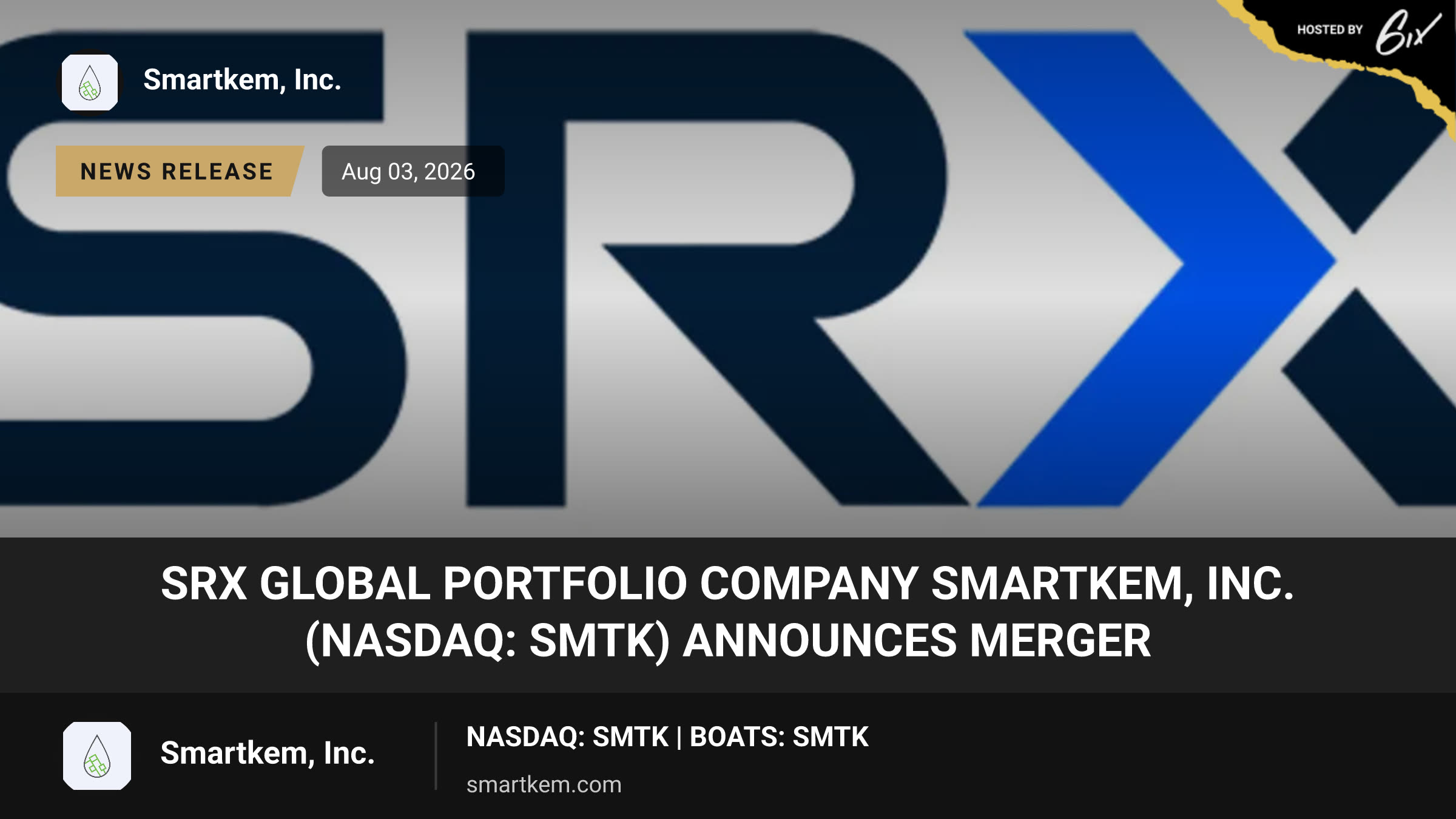 SRX Global Portfolio Company Smartkem, Inc. (NASDAQ: SMTK) Announces Merger