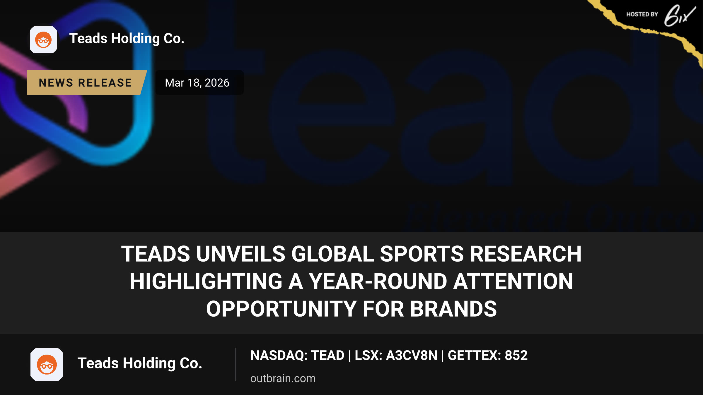 Teads Unveils Global Sports Research Highlighting a Year-Round Attention Opportunity for Brands