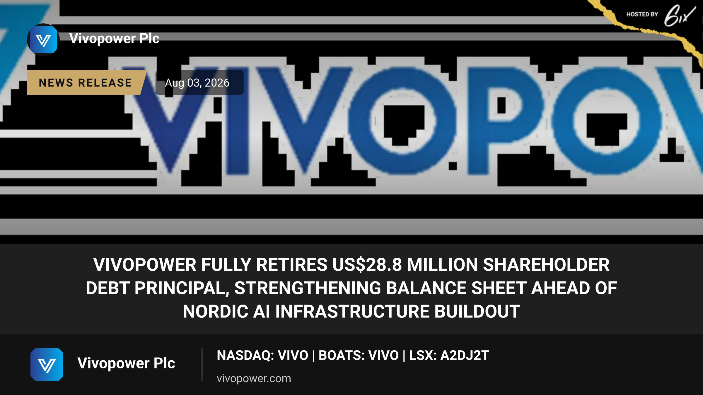 VivoPower Fully Retires US$28.8 Million Shareholder Debt Principal, Strengthening Balance Sheet Ahead of Nordic AI Infrastructure Buildout