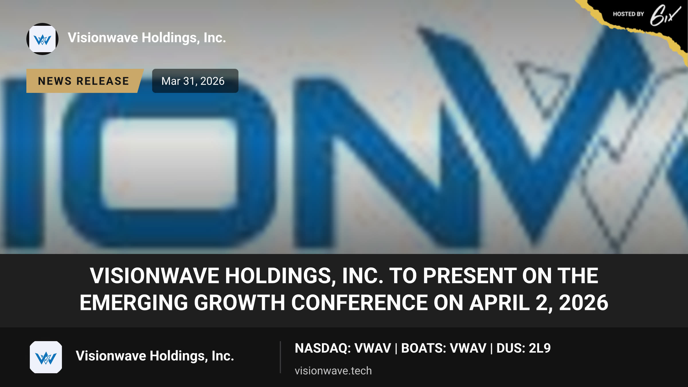VisionWave Holdings, Inc. to Present on the Emerging Growth Conference on April 2, 2026