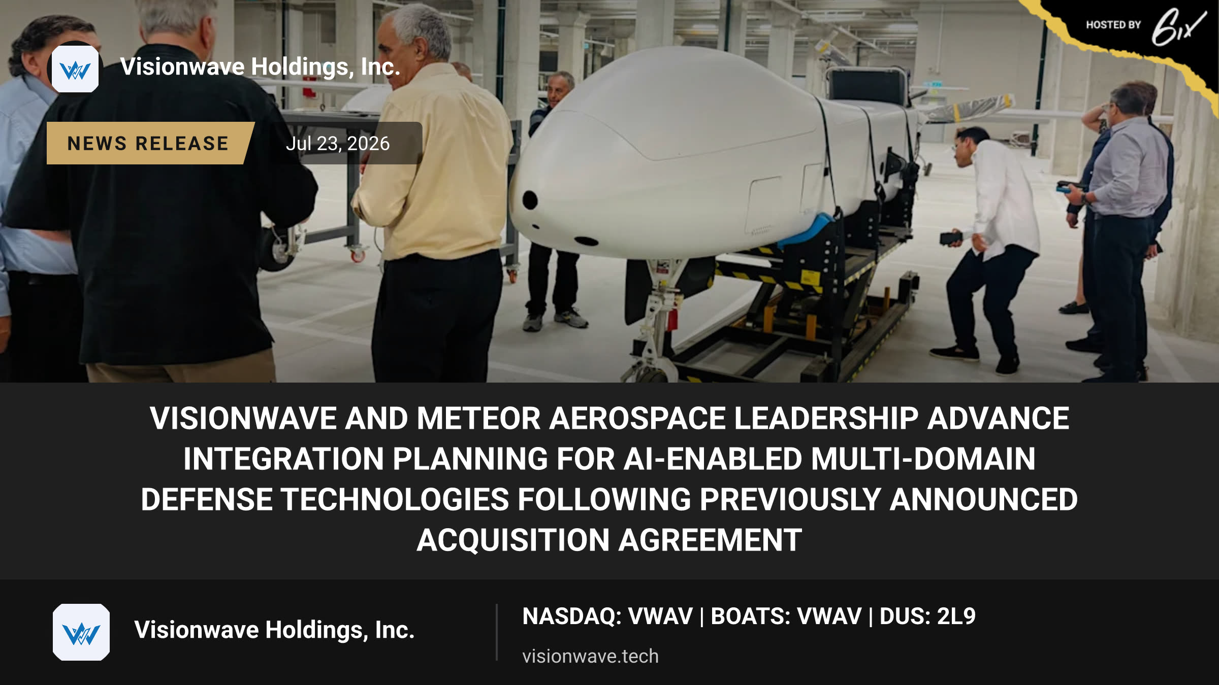 VisionWave and Meteor Aerospace Leadership Advance Integration Planning for AI-Enabled Multi-Domain Defense Technologies Following Previously Announced Acquisition Agreement