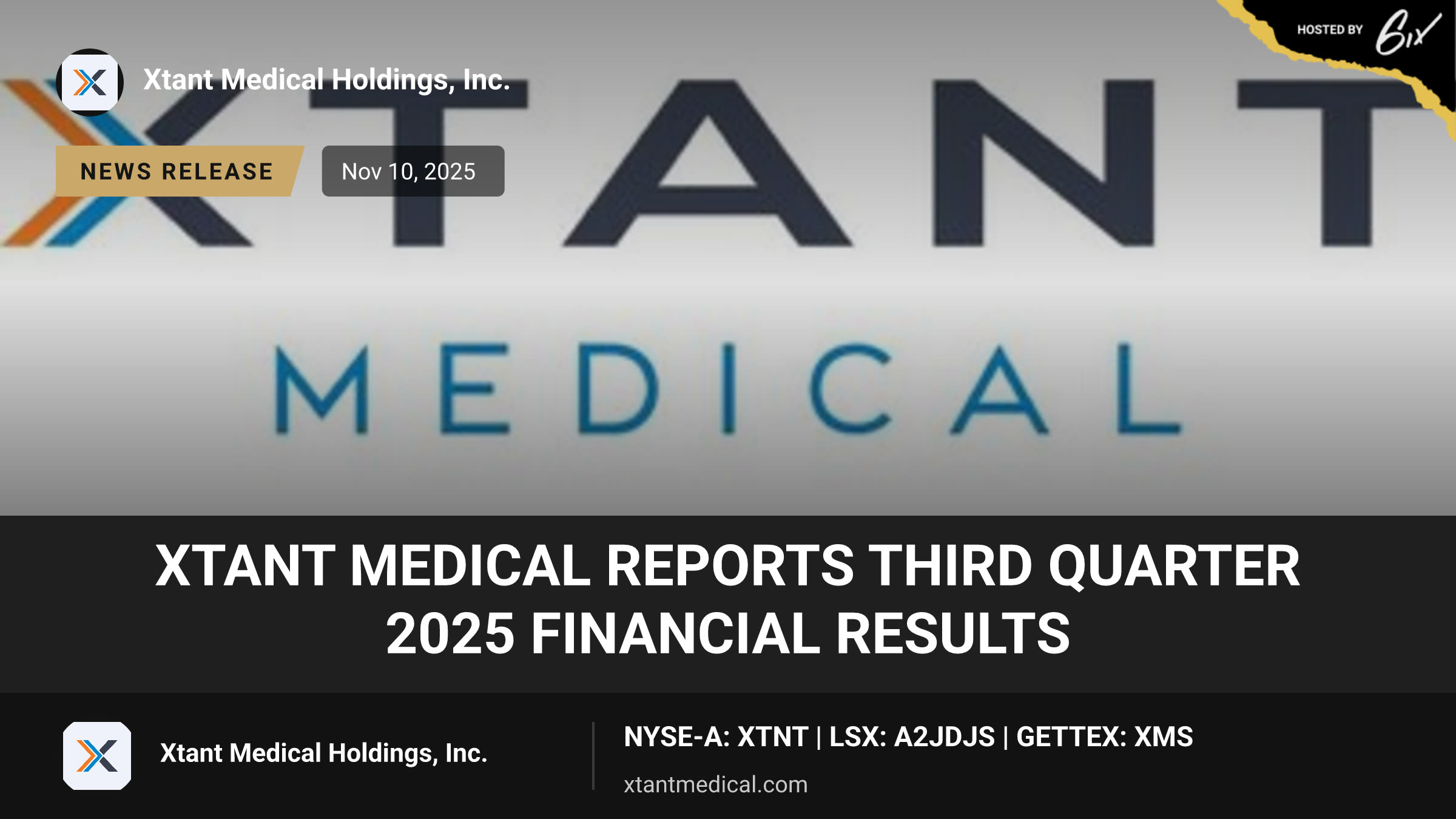 Xtant Medical Reports Third Quarter 2025 Financial Results