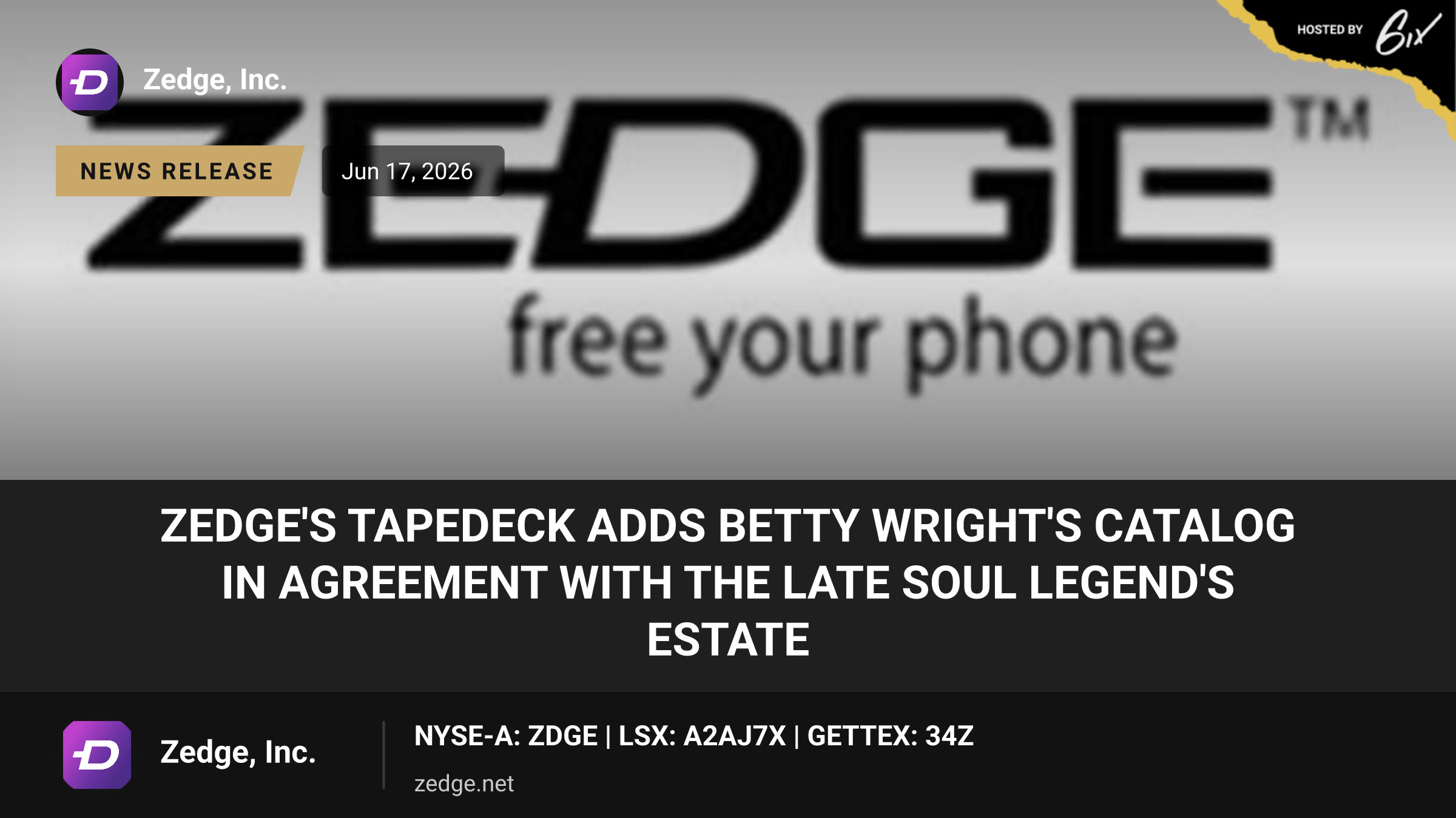 Zedge's Tapedeck Adds Betty Wright's Catalog in Agreement With the Late Soul Legend's Estate