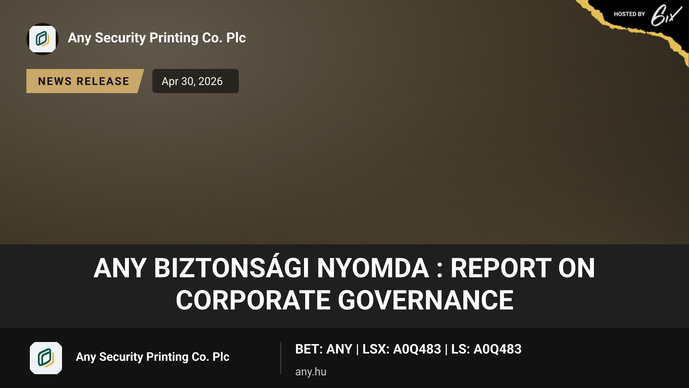 ANY Biztonsági Nyomda : REPORT ON CORPORATE GOVERNANCE