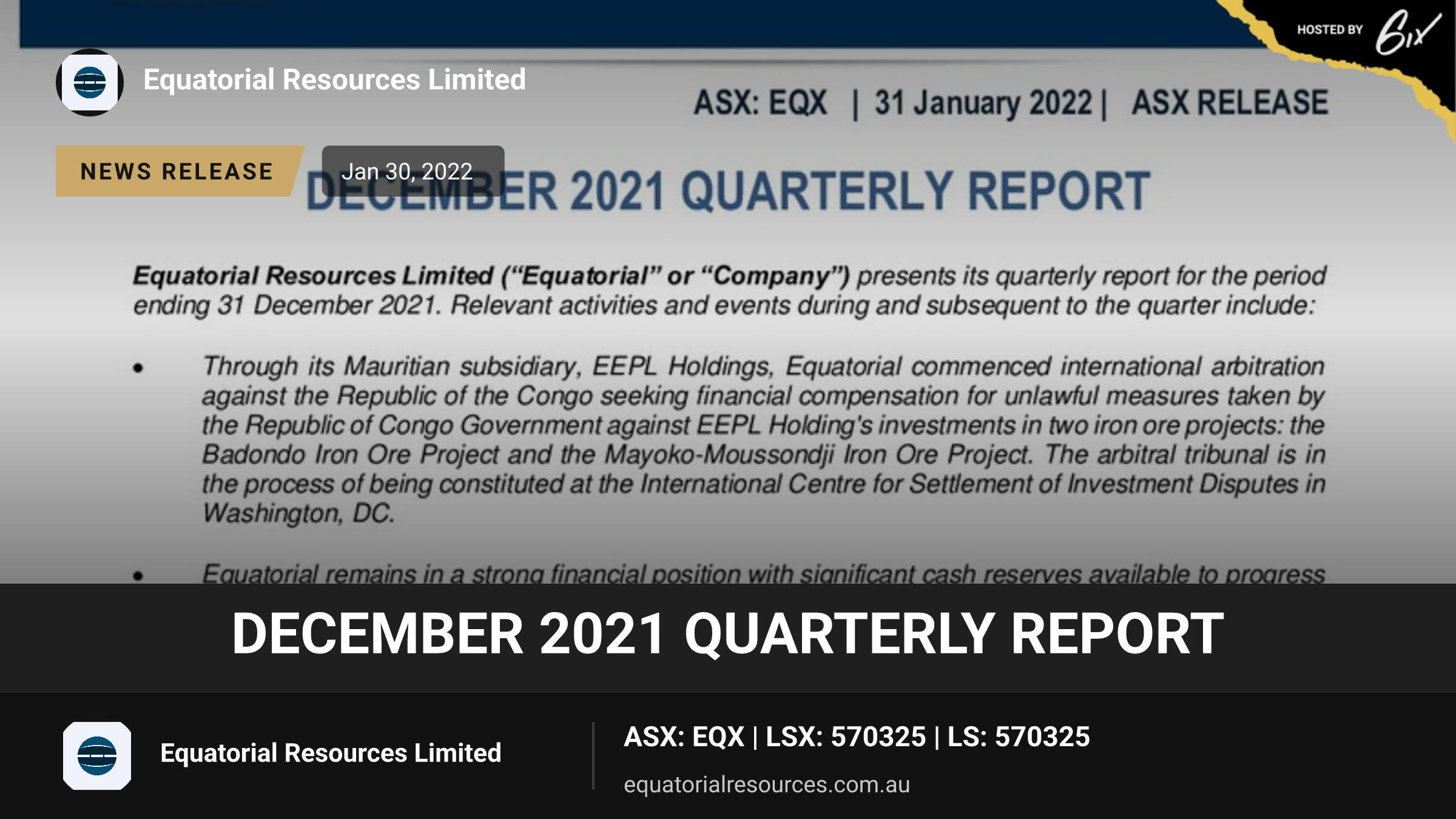 December 2021 Quarterly Report