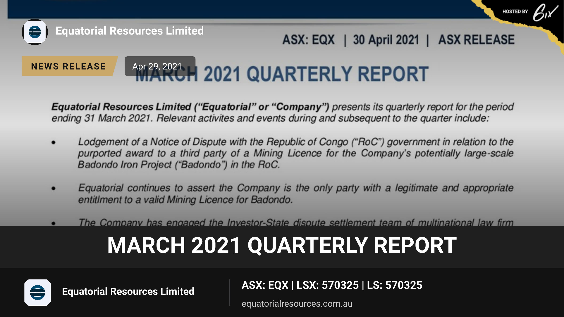March 2021 Quarterly Report