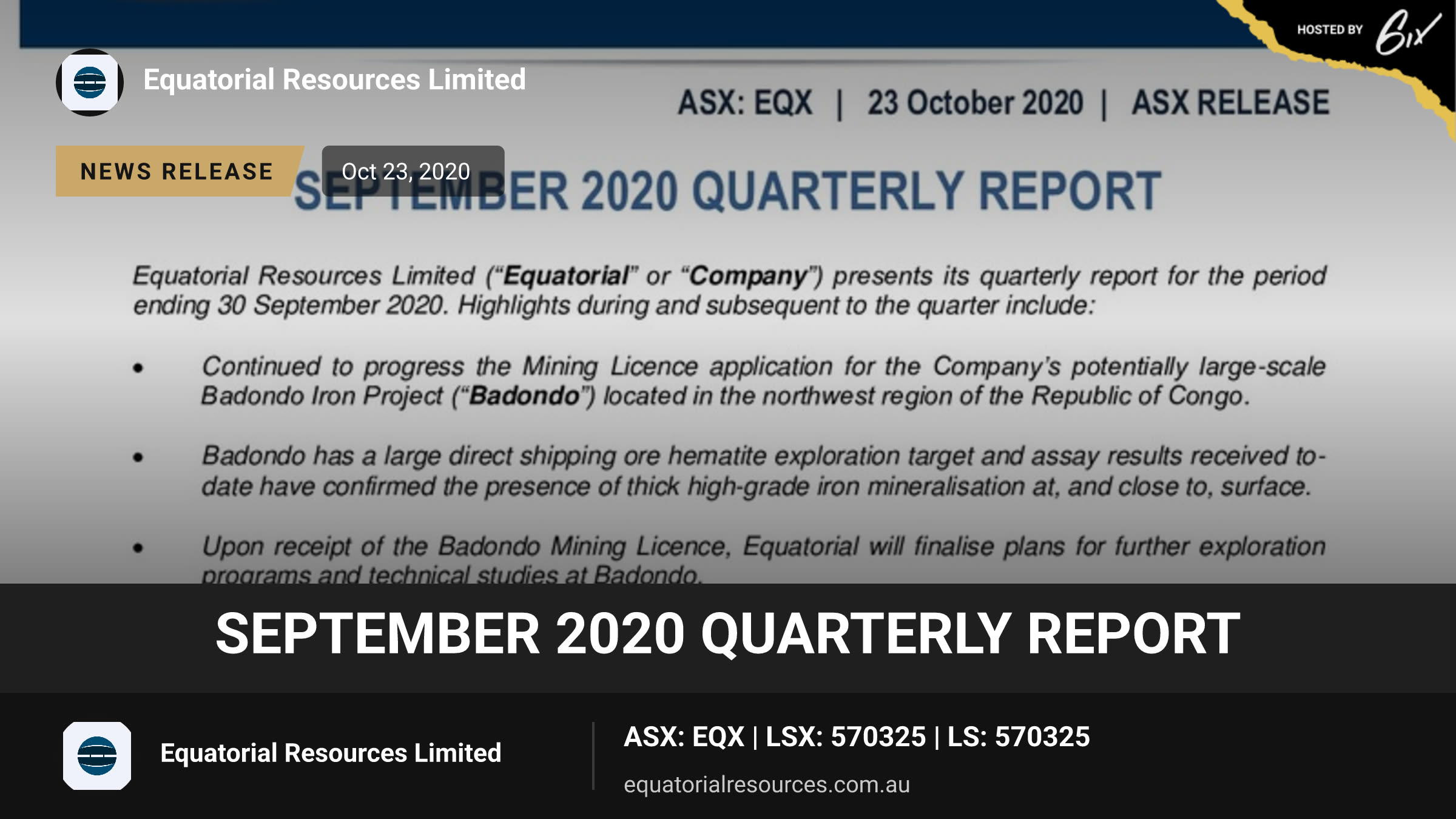 September 2020 Quarterly Report