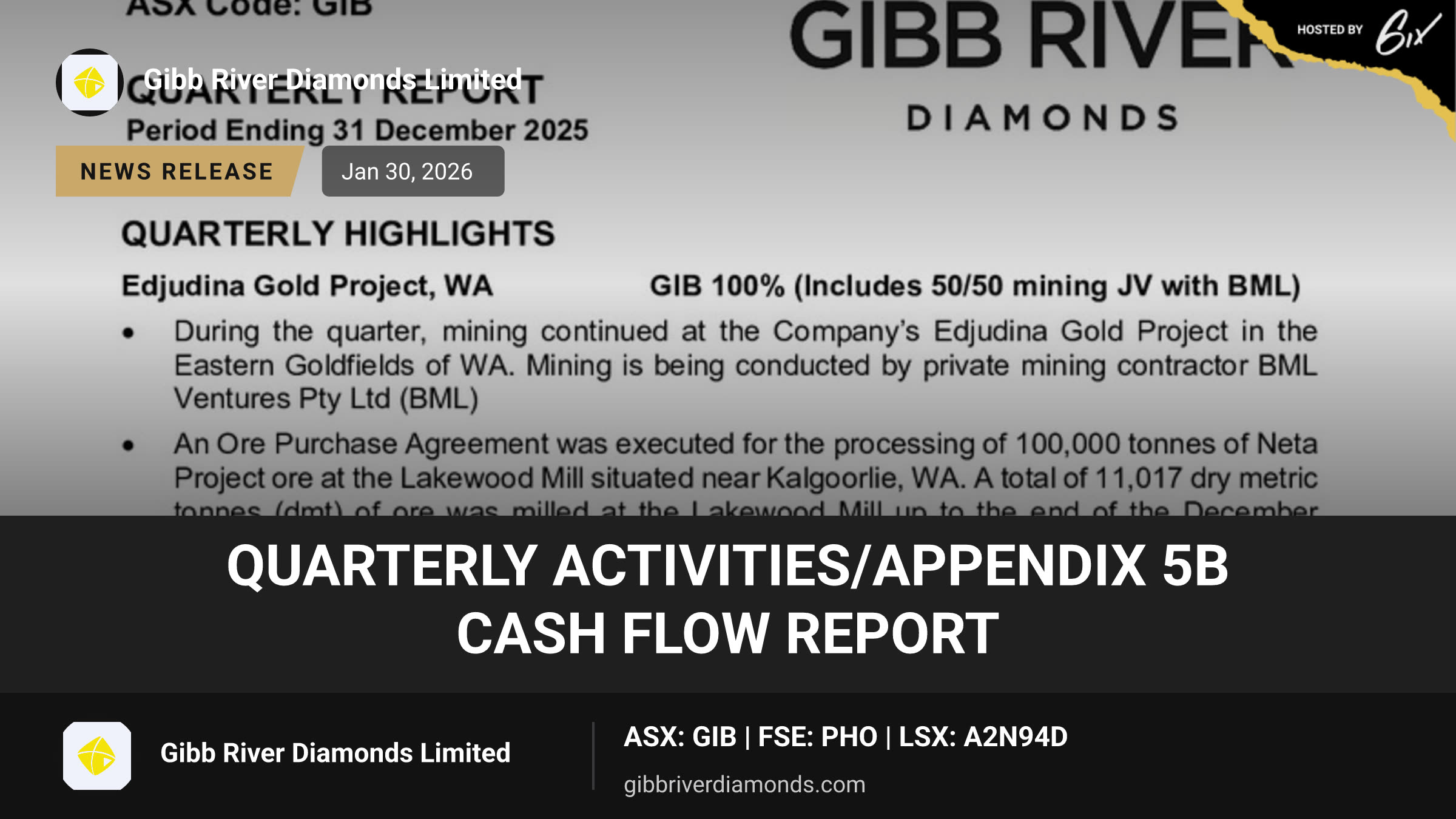 Quarterly Activities/Appendix 5B Cash Flow Report