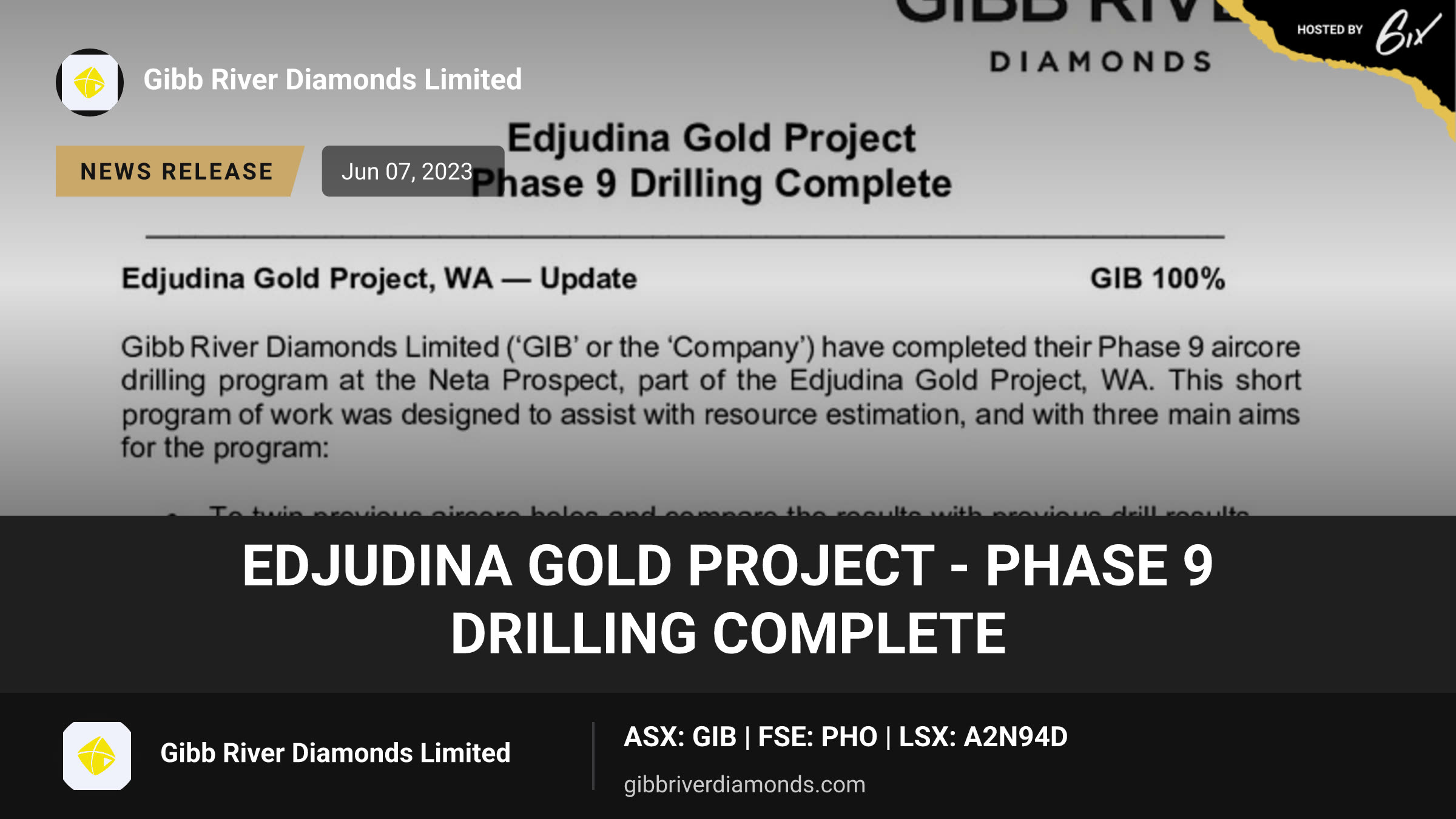 Edjudina Gold Project - Phase 9 Drilling Complete