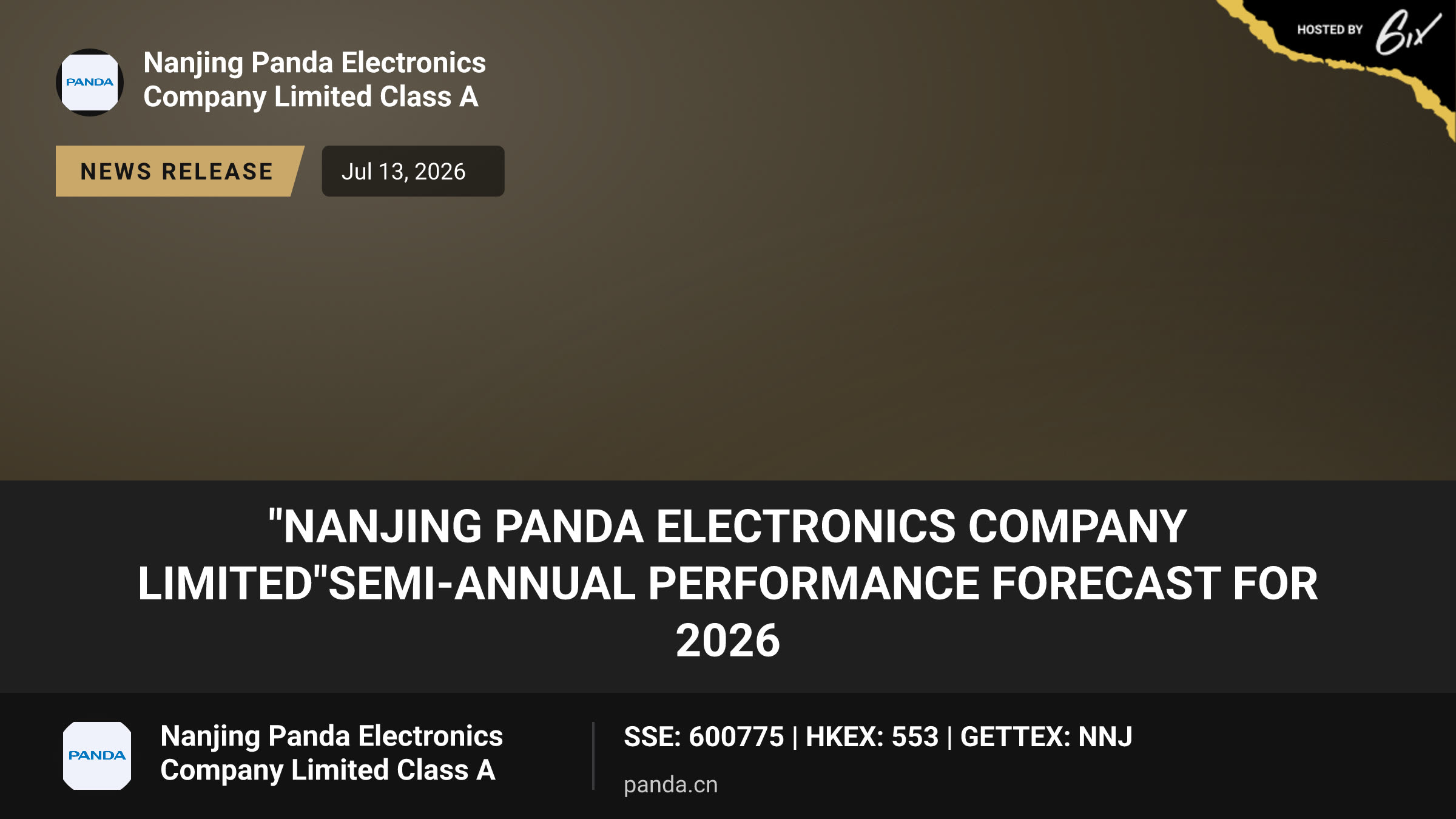 "Nanjing Panda Electronics Company Limited"Semi-annual Performance Forecast for 2026