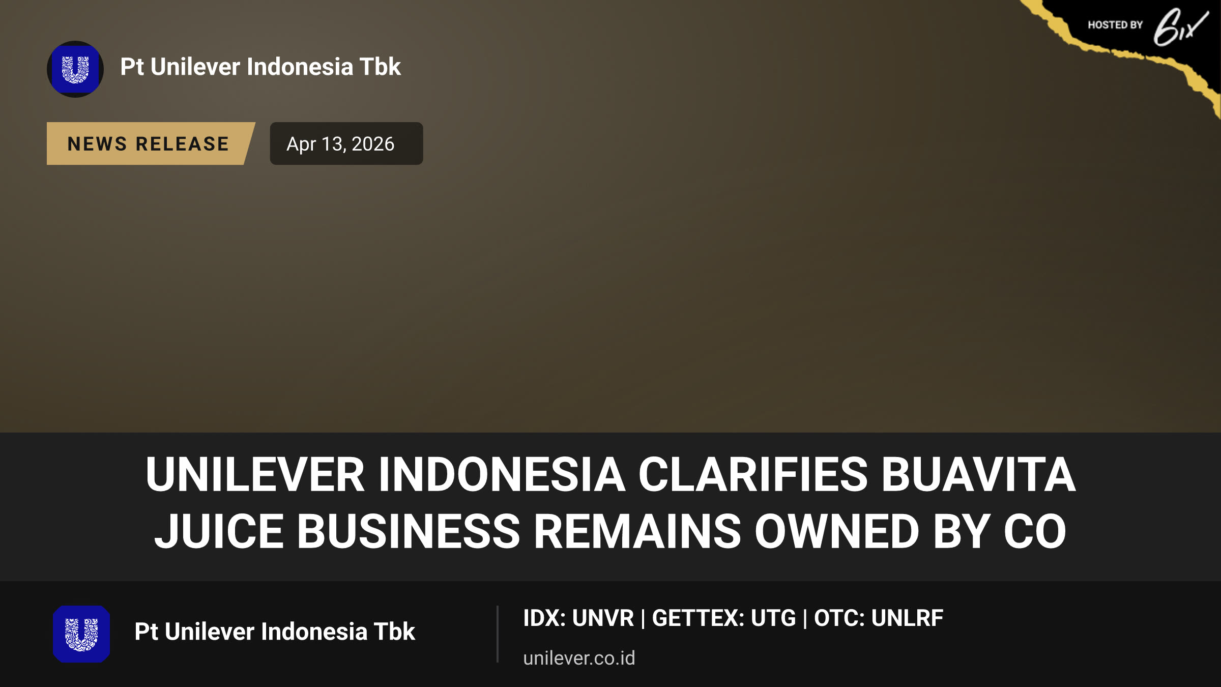 Unilever Indonesia Clarifies Buavita Juice Business Remains Owned By Co