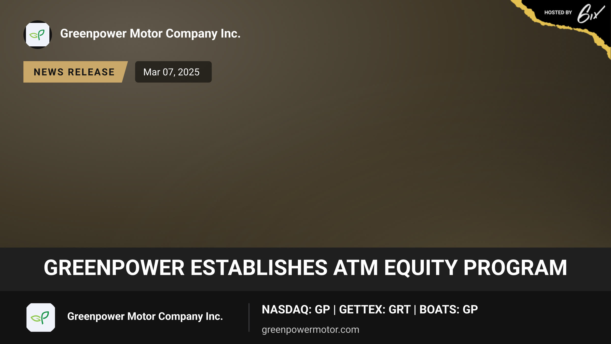 GreenPower Establishes ATM Equity Program