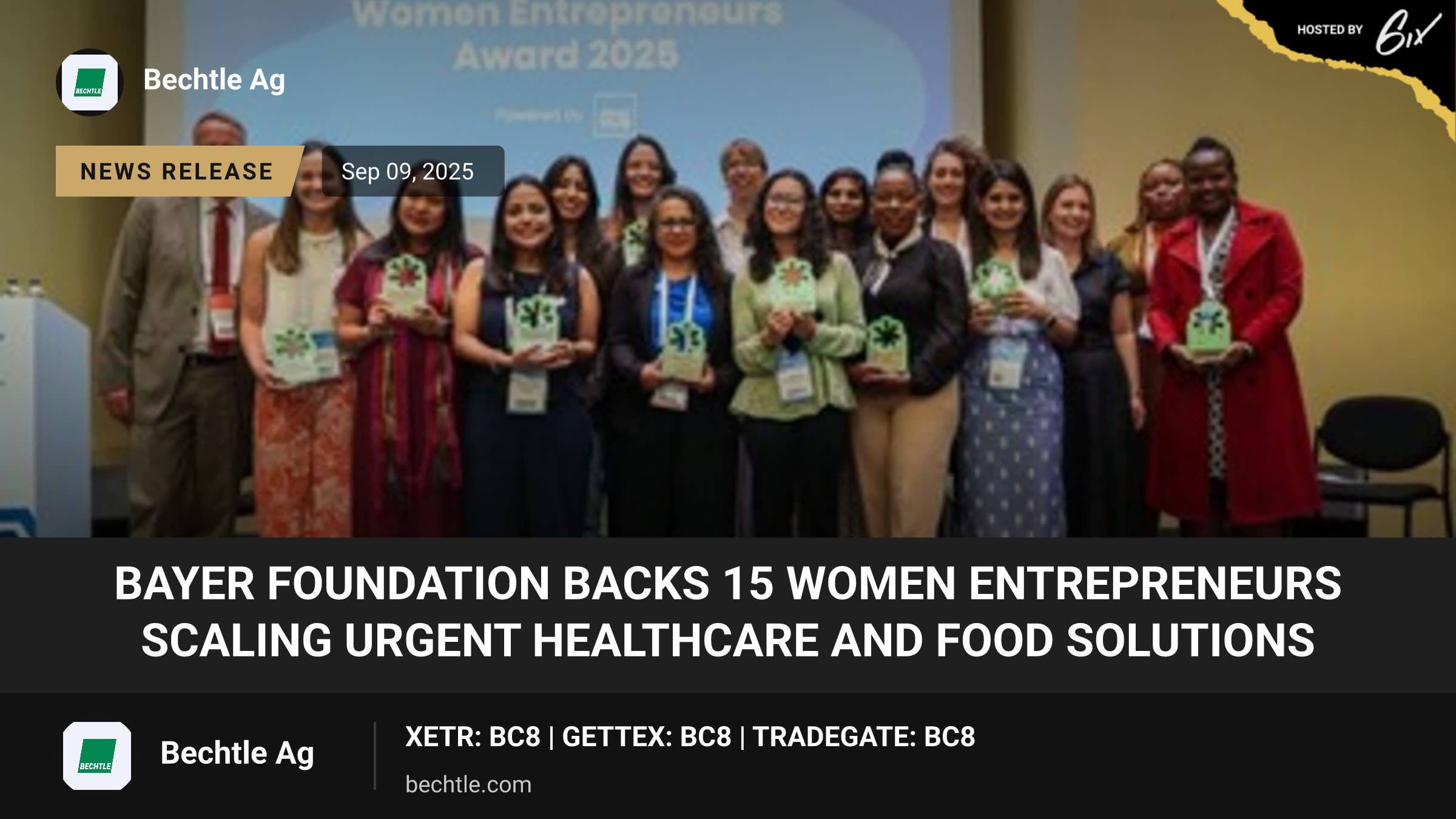 Bayer Foundation Backs 15 Women Entrepreneurs Scaling Urgent Healthcare and Food Solutions