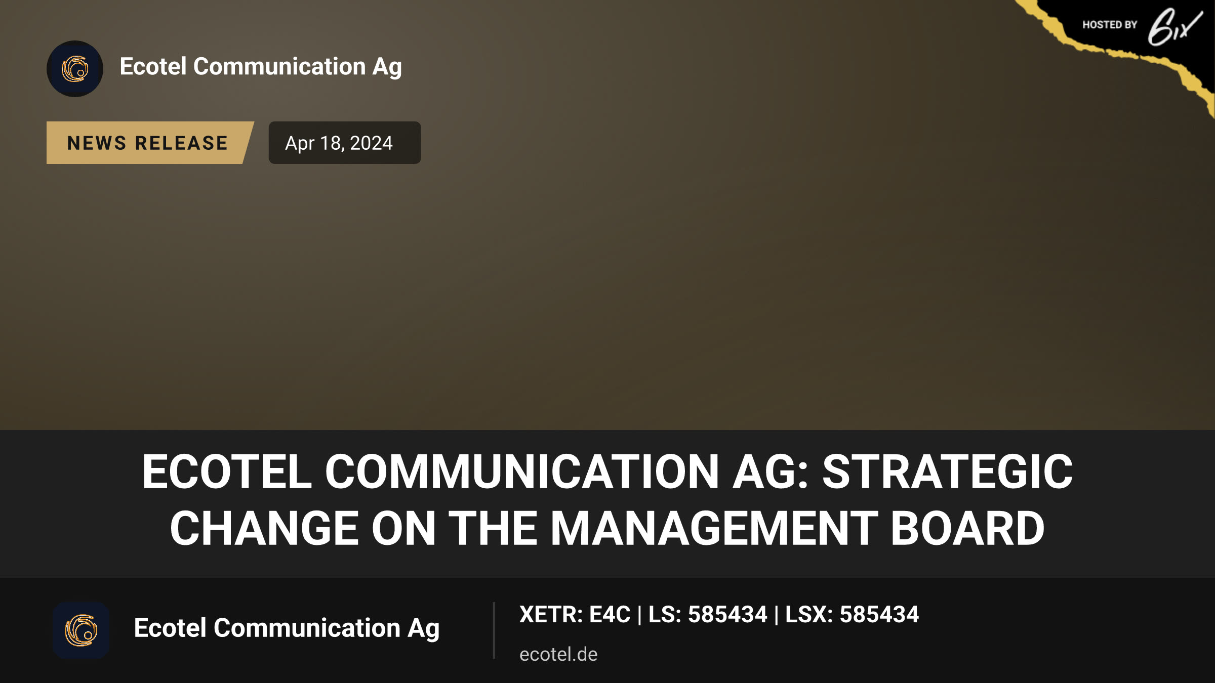 Ecotel communication ag: Strategic change on the Management Board