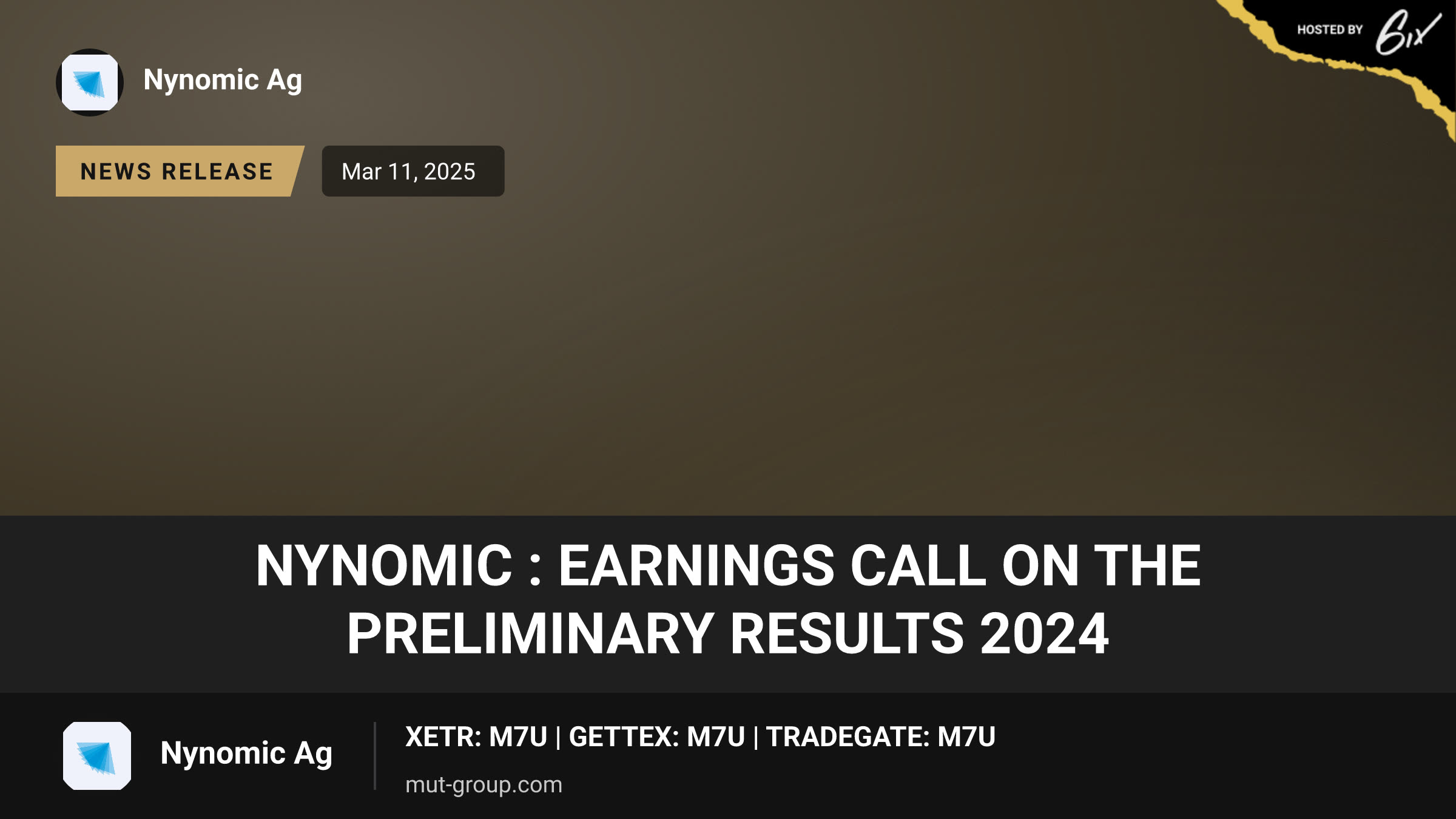 Nynomic : Earnings Call on the preliminary results 2024