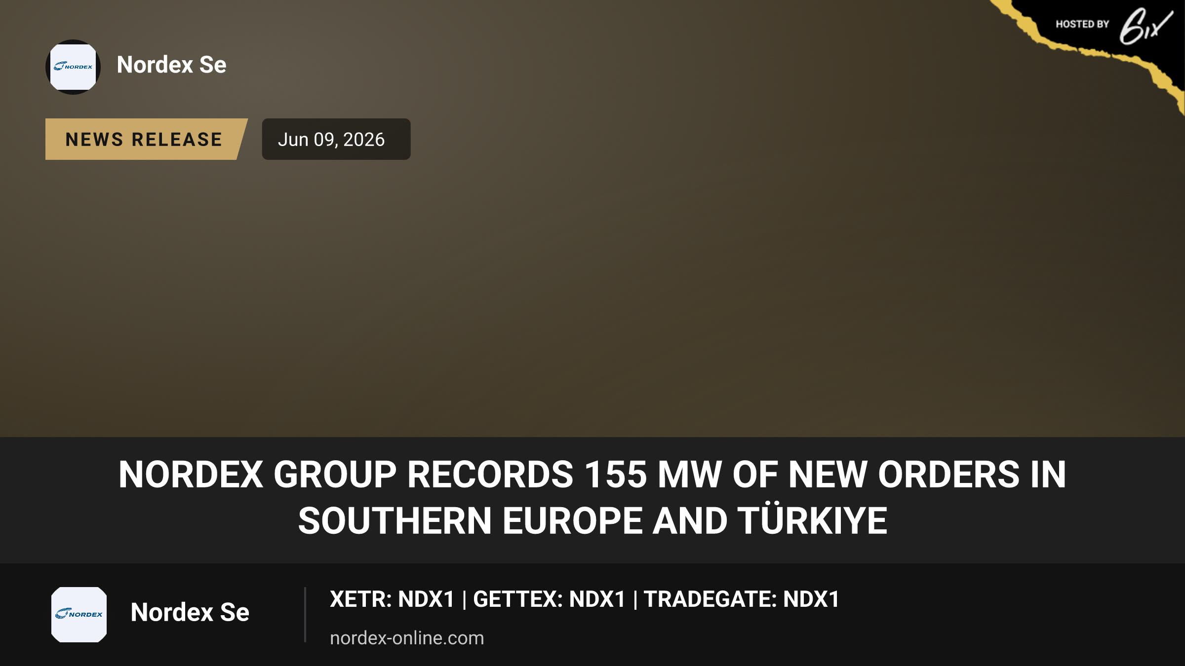 Nordex Group records 155 MW of new orders in Southern Europe and Türkiye