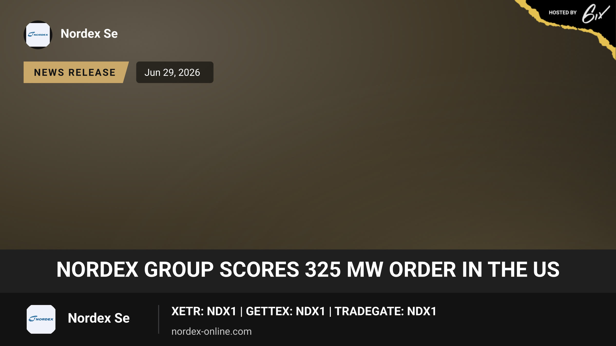 Nordex Group scores 325 MW order in the US