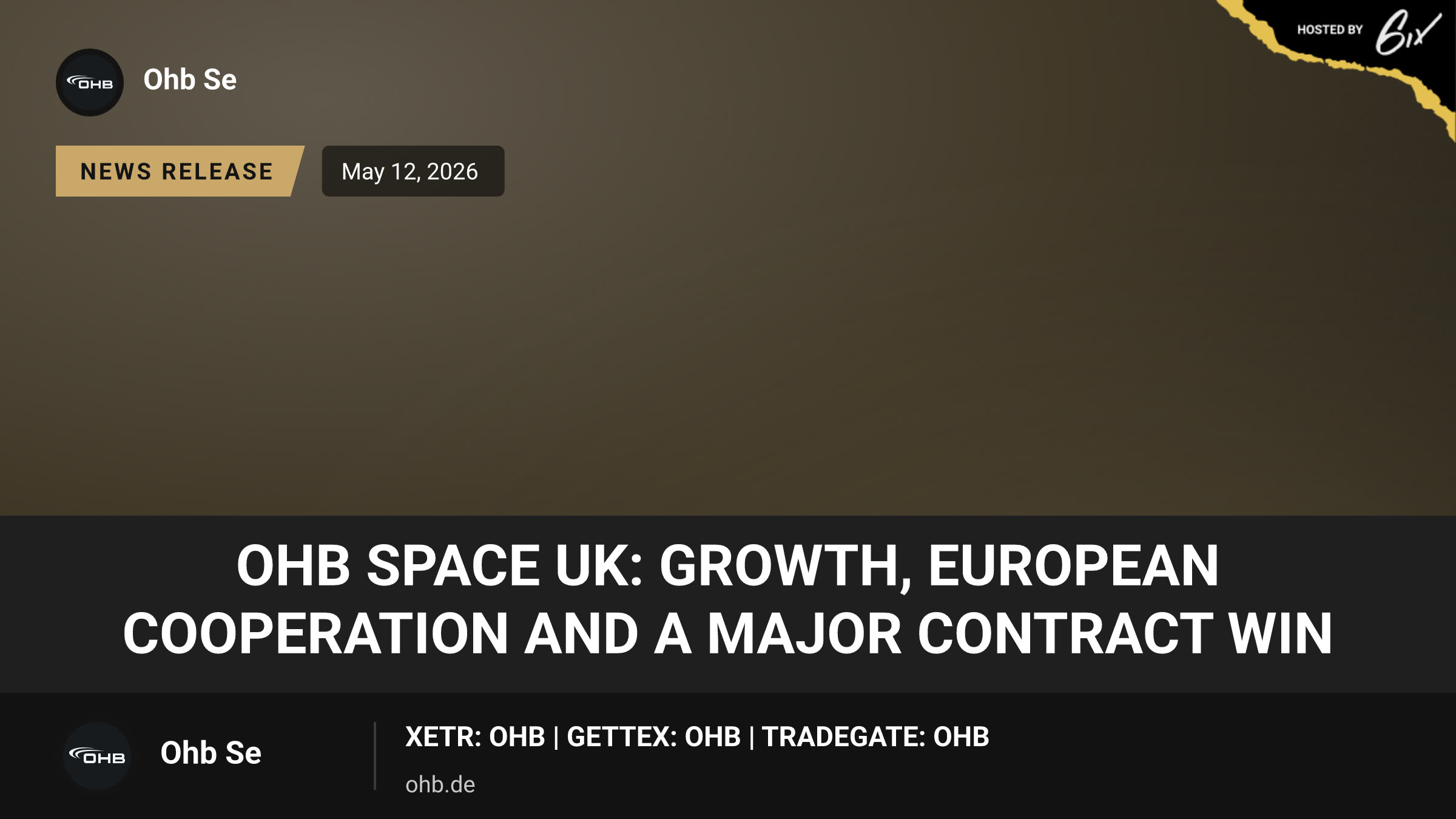 OHB Space UK: Growth, European Cooperation and a Major Contract Win