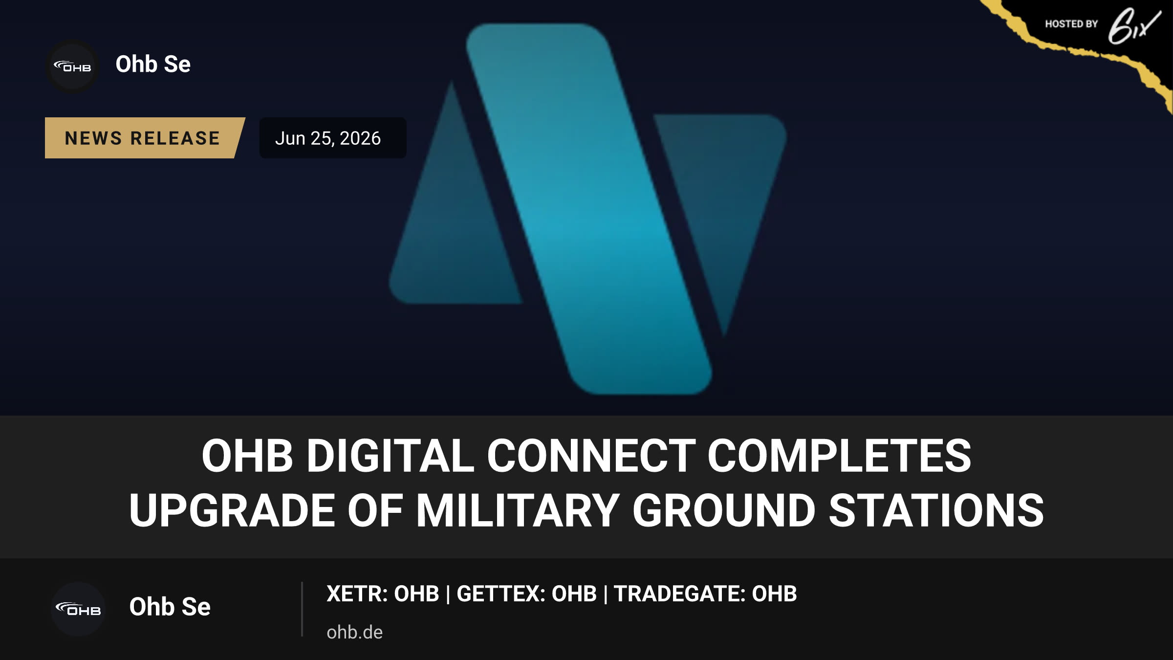 OHB Digital Connect Completes Upgrade of Military Ground Stations