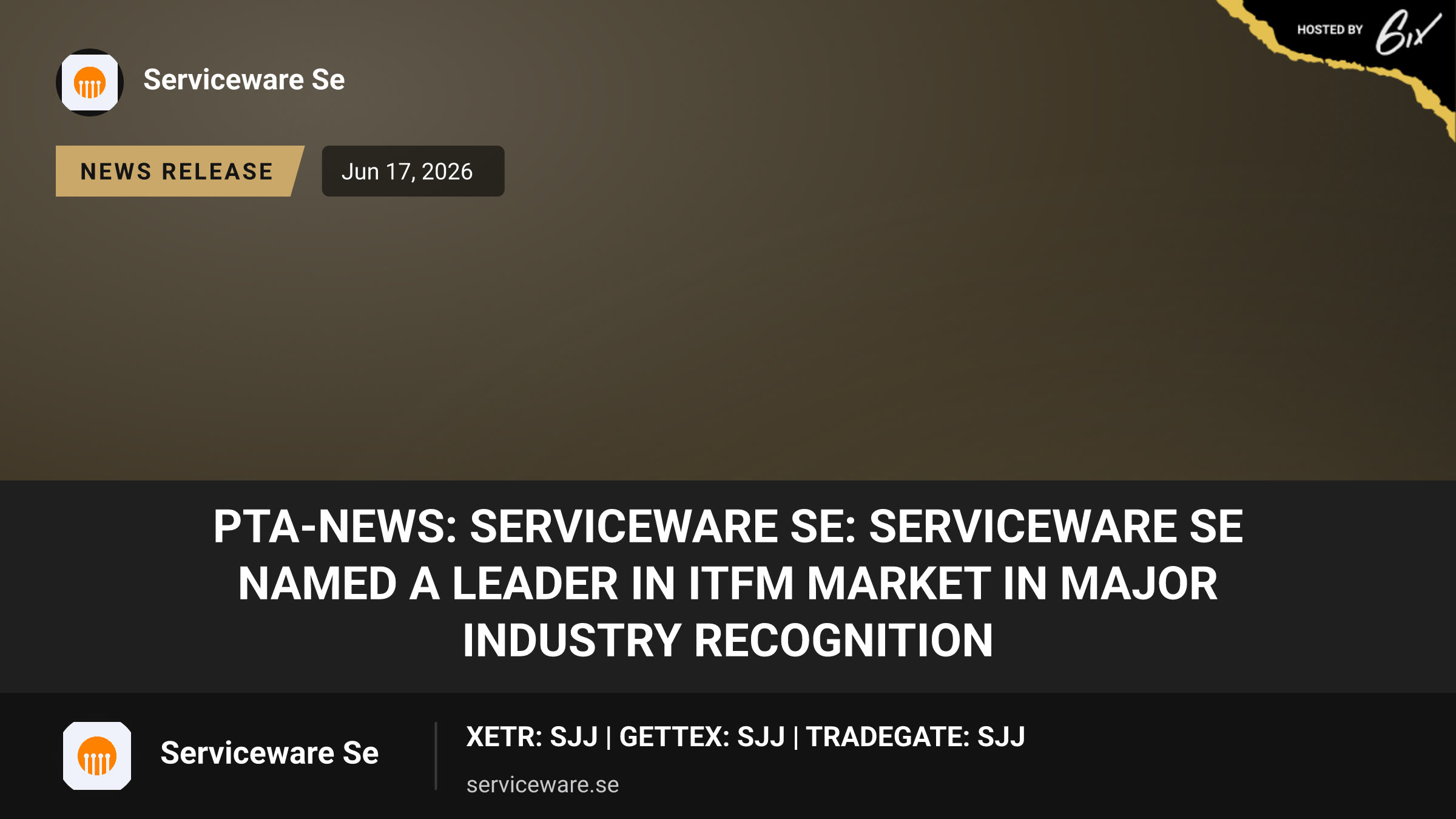PTA-News: Serviceware SE: Serviceware SE named a leader in ITFM market in major industry recognition
