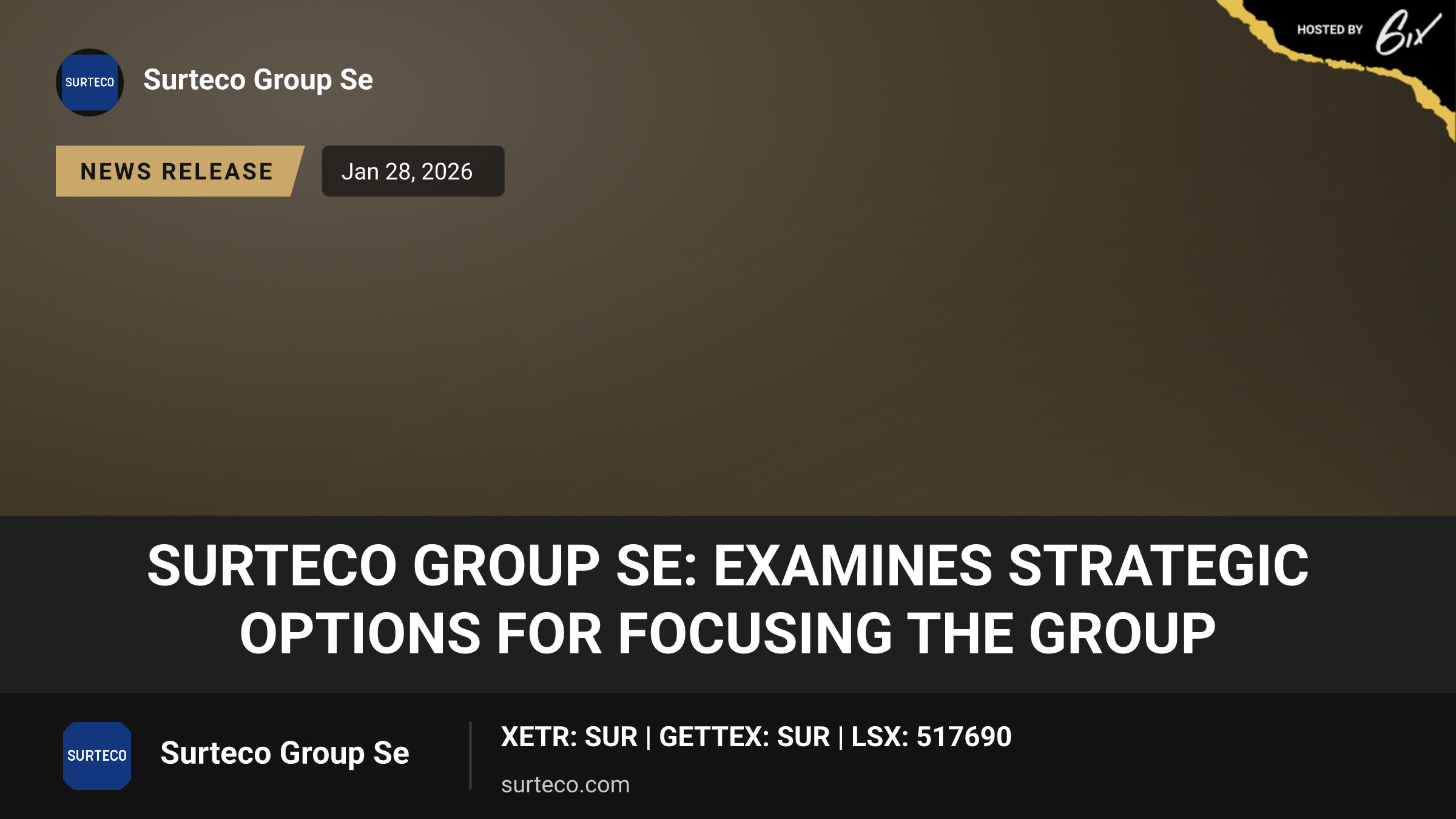 SURTECO GROUP SE: Examines strategic options for focusing the group