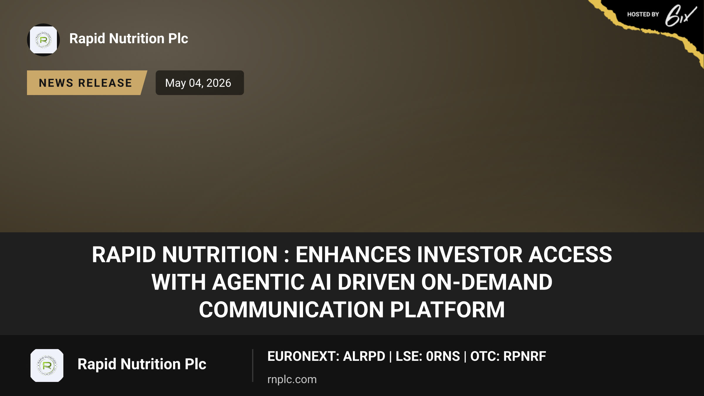 Rapid Nutrition : Enhances Investor Access with Agentic AI driven On-Demand Communication Platform