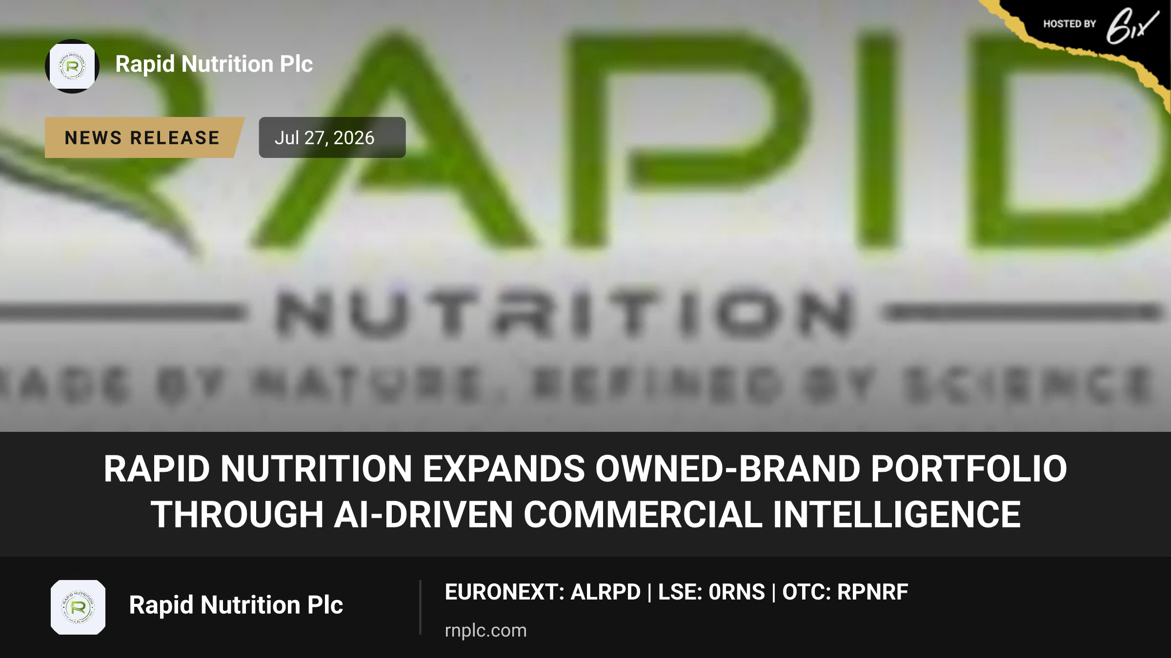 Rapid Nutrition Expands Owned-Brand Portfolio Through AI-Driven Commercial Intelligence