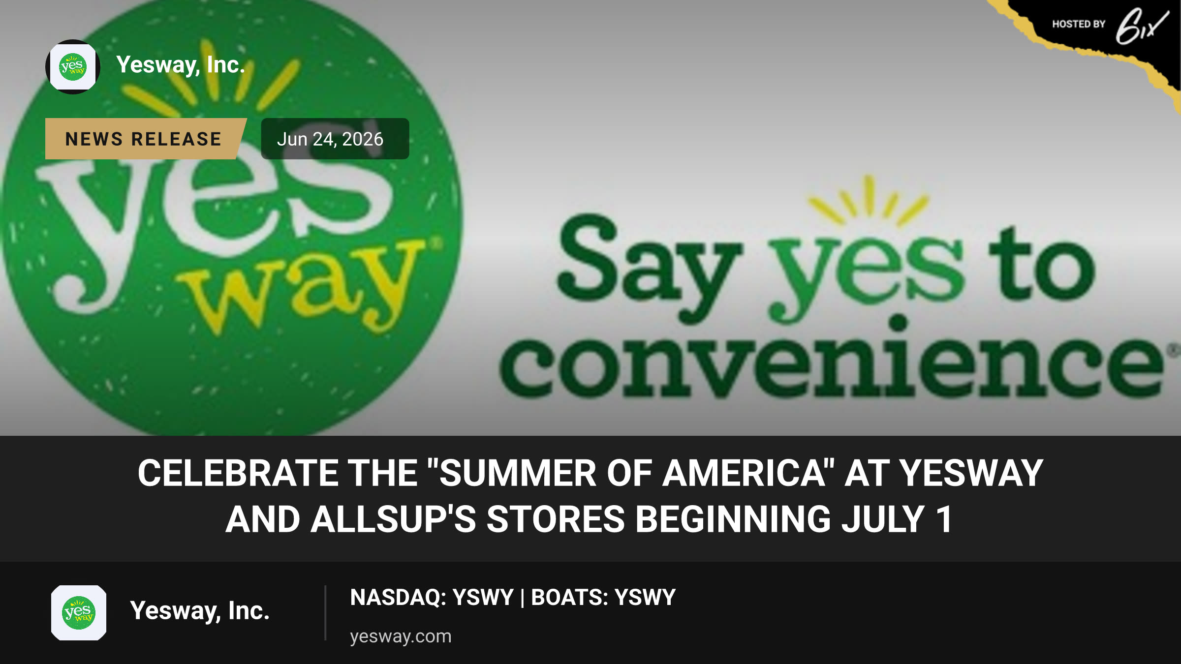 Celebrate the "Summer of America" at Yesway and Allsup's Stores Beginning July 1