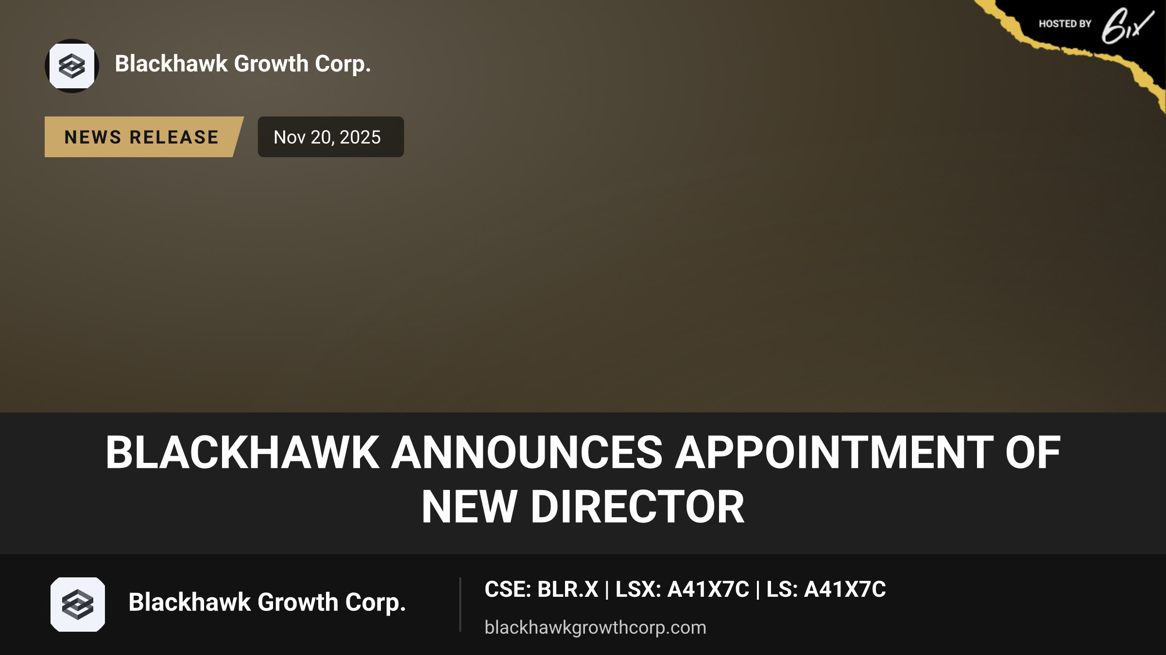 Blackhawk Announces Appointment of New Director