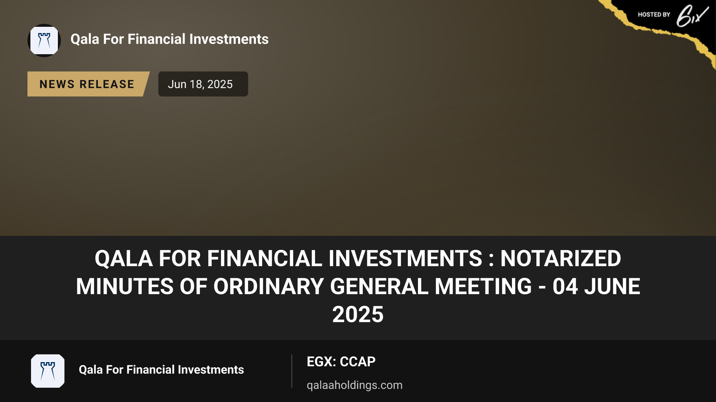 QALA For Financial Investments : Notarized Minutes of Ordinary General Meeting - 04 June 2025