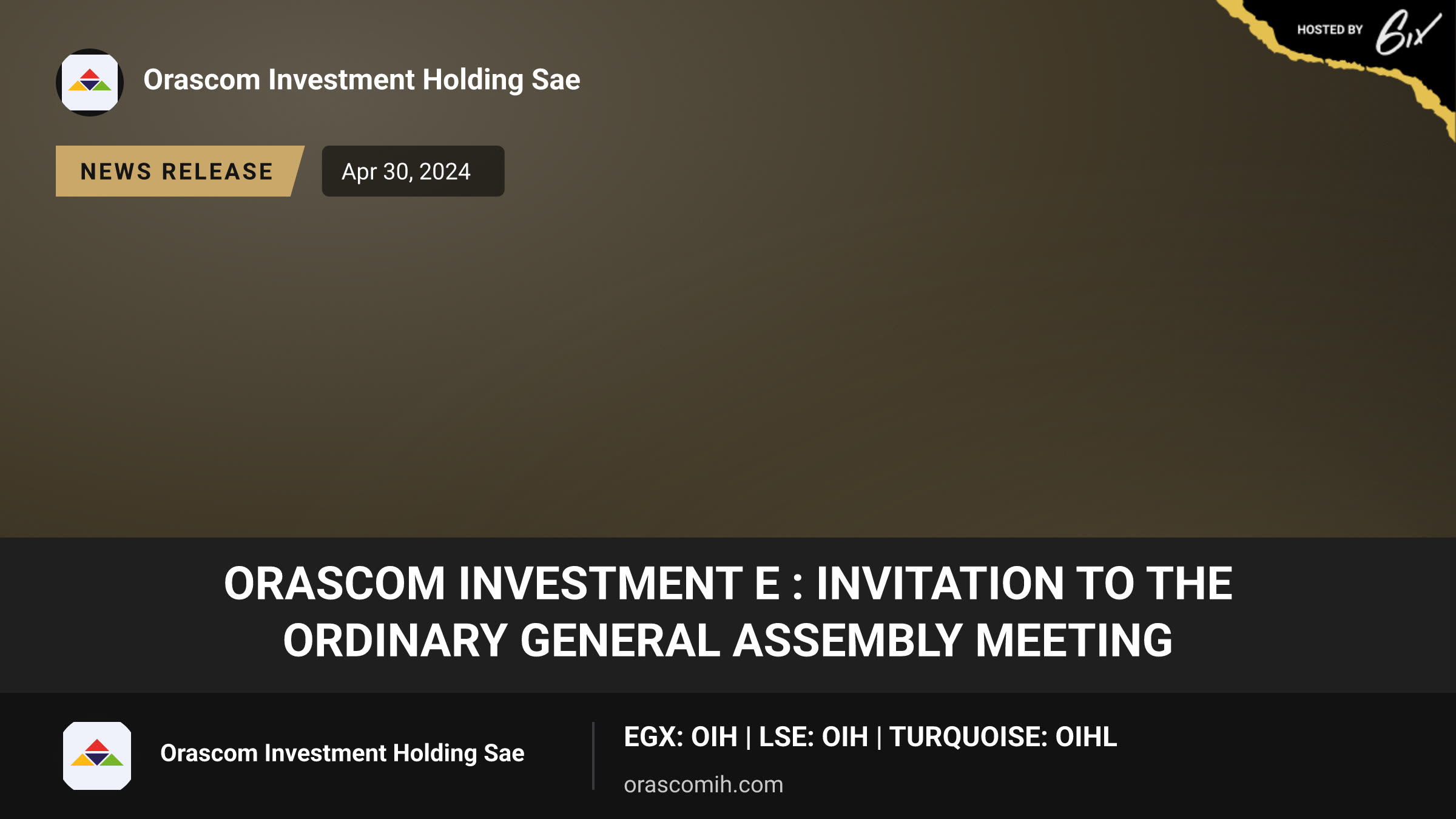 Orascom Investment E : Invitation to the Ordinary General Assembly Meeting