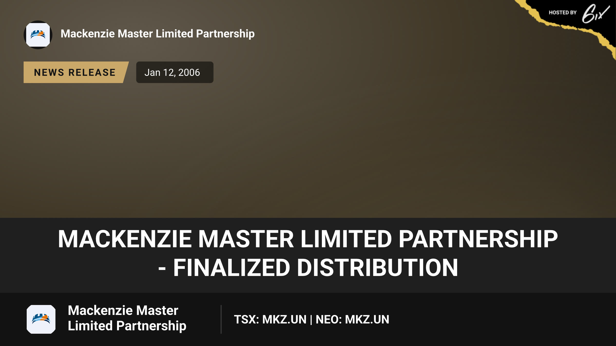 Mackenzie Master Limited Partnership - Finalized Distribution