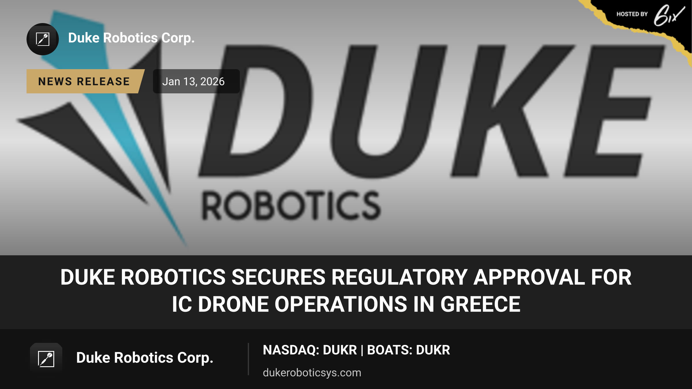 Duke Robotics Secures Regulatory Approval for IC Drone Operations in Greece