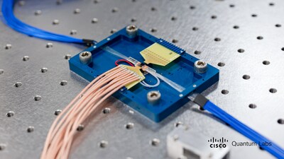 An image of Cisco’s Quantum Networking Entanglement Chip. (Credit: Cisco)