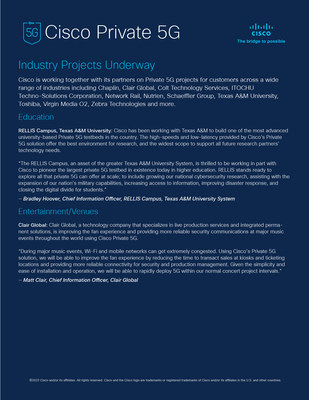 Cisco Private 5G Industry Projects Underway