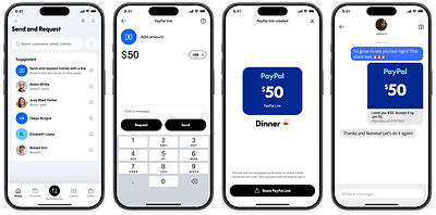 PayPal links are a fast, new way to send or receive money through a one-time personalized link that can be shared in conversation like a text, DM, or email.