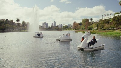 Will Ferrell rides a swan and uses PayPal to pay for his nachos delivery