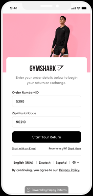 GymShark using the Happy Returns Return and Exchange Portal to simply online returns