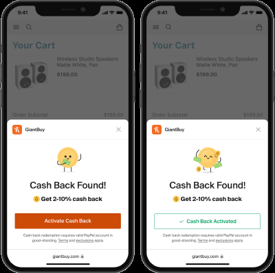 Cash back found while shopping with Honey on iOS Safari for mobile