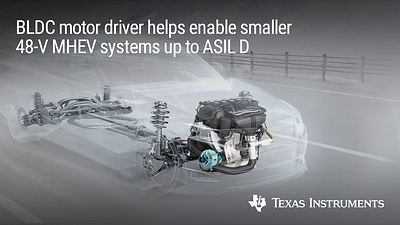 TI’s motor driver helps enable MHEV systems requiring functional safety up to ASIL D and achieves the industry’s highest gate-drive current