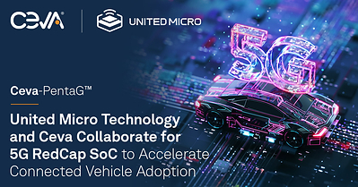 United Micro’s HyperMotion 5G Redcap Automotive IoT Platform leverages Ceva’s 5G modem platform IP and DSP technology to deliver a complete 5G Redcap connectivity platform optimized for automotive telematics control units (T-Box) and C‑V2X applications