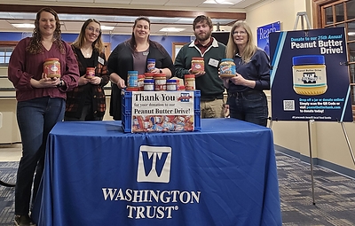 Washington Trust's 25th annual Peanut Butter Drive resulted in more than 4,700 jars of peanut butter collected and $6,143 raised to support local food banks and hunger relief agencies throughout RI, MA, and CT.