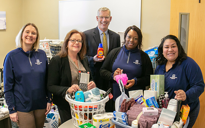 During a recent collection drive effort, Washington Trust employees donated enough supplies to assemble 35 complete 