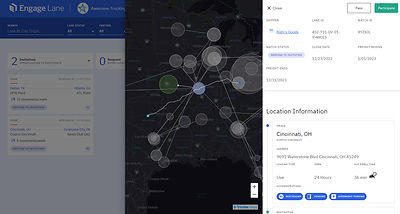 Average dwell time metrics within Trimble's Engage Lane's freight bidding workflow
