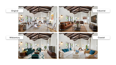 Zillow's Virtual Staging styles include modern, Scandinavian, industrial, midcentury, luxury, coastal and farmhouse.