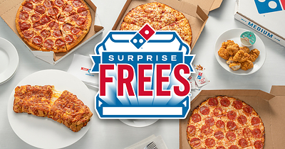 Domino's is surprising randomly selected customers across the U.S. with free menu items now through Nov. 21, 2021 when they order delivery online. The Surprise Free menu items include Hand Tossed Pizzas, Boneless Chicken, Handmade Pan Pizzas, Stuffed Cheesy Bread, Crunchy Thin Crust Pizzas and Chocolate Lava Crunch Cakes.
